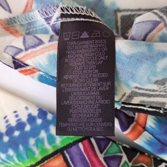 Hale Bob Fumiko Cold Shoulder Blouse Size Small Bell Sleeve Multicolor Boho - Picture 8 of 9